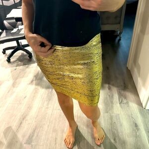 BCBG Bandage Gold Skirt Size M